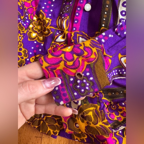 70s Vintage Acrylic Barkcloth Honeymoon Set - Dress and Shirt - Picture 14 of 14